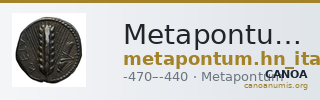Metapontum Historia Numorum Italy 1484-6 — CANOA