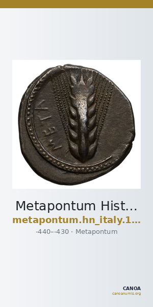 Metapontum Historia Numorum Italy 1496 — CANOA