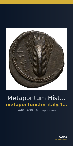Metapontum Historia Numorum Italy 1496 — CANOA
