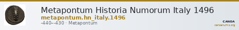 Metapontum Historia Numorum Italy 1496 — CANOA