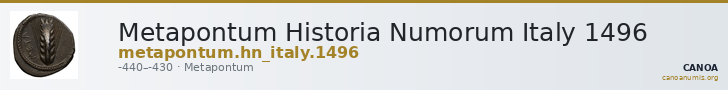 Metapontum Historia Numorum Italy 1496 — CANOA