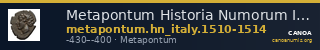 Metapontum Historia Numorum Italy 1510-14 — CANOA