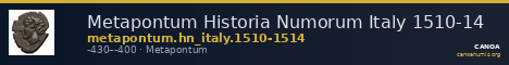Metapontum Historia Numorum Italy 1510-14 — CANOA