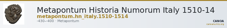 Metapontum Historia Numorum Italy 1510-14 — CANOA