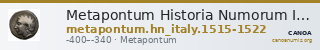 Metapontum Historia Numorum Italy 1515-22 — CANOA
