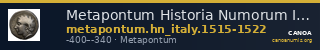 Metapontum Historia Numorum Italy 1515-22 — CANOA