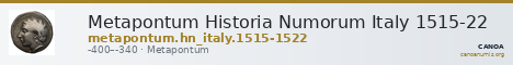 Metapontum Historia Numorum Italy 1515-22 — CANOA