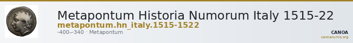Metapontum Historia Numorum Italy 1515-22 — CANOA