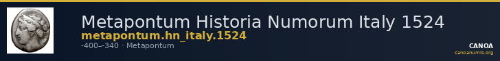 Metapontum Historia Numorum Italy 1524 — CANOA