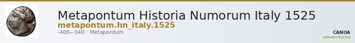 Metapontum Historia Numorum Italy 1525 — CANOA