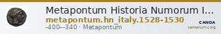Metapontum Historia Numorum Italy 1528-30 — CANOA