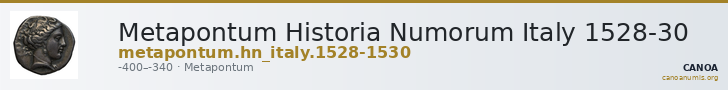 Metapontum Historia Numorum Italy 1528-30 — CANOA
