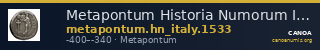 Metapontum Historia Numorum Italy 1533 — CANOA