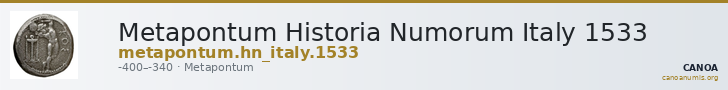 Metapontum Historia Numorum Italy 1533 — CANOA