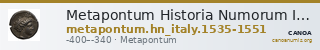 Metapontum Historia Numorum Italy 1535-51 — CANOA