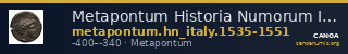 Metapontum Historia Numorum Italy 1535-51 — CANOA