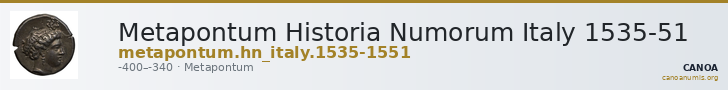 Metapontum Historia Numorum Italy 1535-51 — CANOA