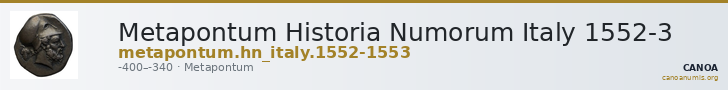Metapontum Historia Numorum Italy 1552-3 — CANOA