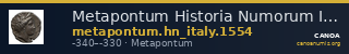 Metapontum Historia Numorum Italy 1554 — CANOA