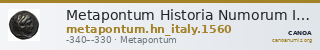Metapontum Historia Numorum Italy 1560 — CANOA