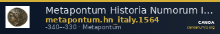 Metapontum Historia Numorum Italy 1564 — CANOA
