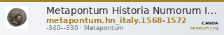 Metapontum Historia Numorum Italy 1568-72 — CANOA