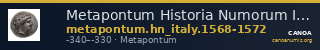 Metapontum Historia Numorum Italy 1568-72 — CANOA