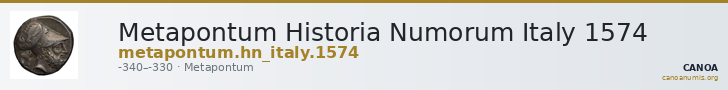 Metapontum Historia Numorum Italy 1574 — CANOA