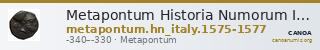Metapontum Historia Numorum Italy 1575-7 — CANOA