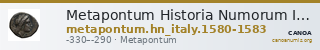 Metapontum Historia Numorum Italy 1580-3 — CANOA