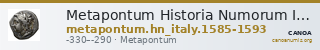 Metapontum Historia Numorum Italy 1585-93 — CANOA