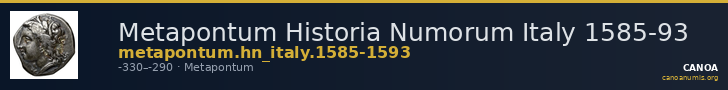 Metapontum Historia Numorum Italy 1585-93 — CANOA