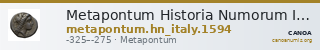 Metapontum Historia Numorum Italy 1594 — CANOA