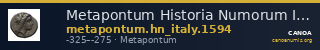 Metapontum Historia Numorum Italy 1594 — CANOA