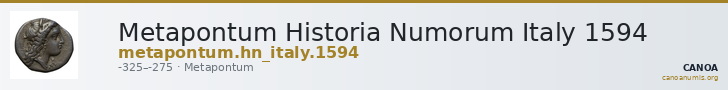 Metapontum Historia Numorum Italy 1594 — CANOA