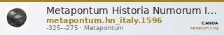 Metapontum Historia Numorum Italy 1596 — CANOA
