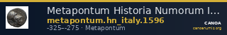 Metapontum Historia Numorum Italy 1596 — CANOA