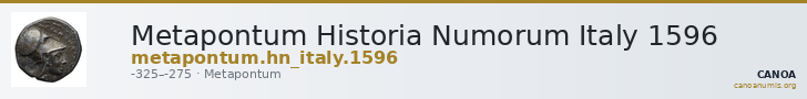 Metapontum Historia Numorum Italy 1596 — CANOA
