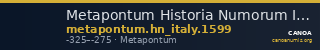 Metapontum Historia Numorum Italy 1599 — CANOA