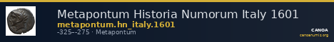 Metapontum Historia Numorum Italy 1601 — CANOA