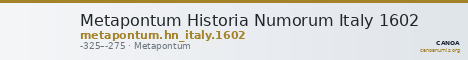 Metapontum Historia Numorum Italy 1602 — CANOA