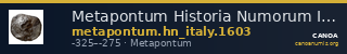 Metapontum Historia Numorum Italy 1603 — CANOA
