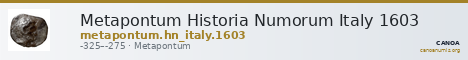 Metapontum Historia Numorum Italy 1603 — CANOA