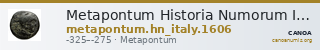 Metapontum Historia Numorum Italy 1606 — CANOA