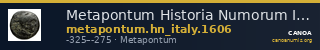 Metapontum Historia Numorum Italy 1606 — CANOA