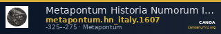 Metapontum Historia Numorum Italy 1607 — CANOA