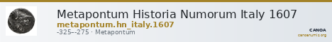 Metapontum Historia Numorum Italy 1607 — CANOA
