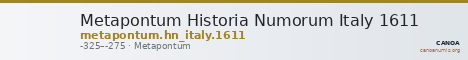 Metapontum Historia Numorum Italy 1611 — CANOA