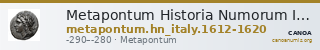 Metapontum Historia Numorum Italy 1612-20 — CANOA