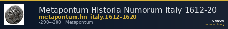 Metapontum Historia Numorum Italy 1612-20 — CANOA